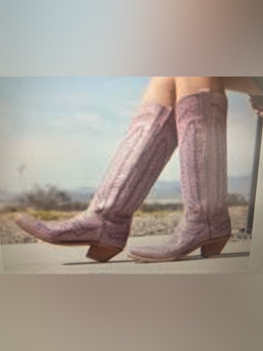 Lucchese Lavender Purple Leather Western Knee Boots - Picture 4 of 4